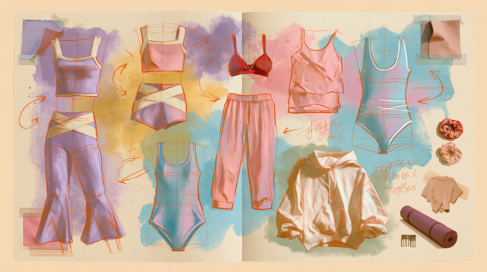 Reference mood board — 90s activewear silhouettes